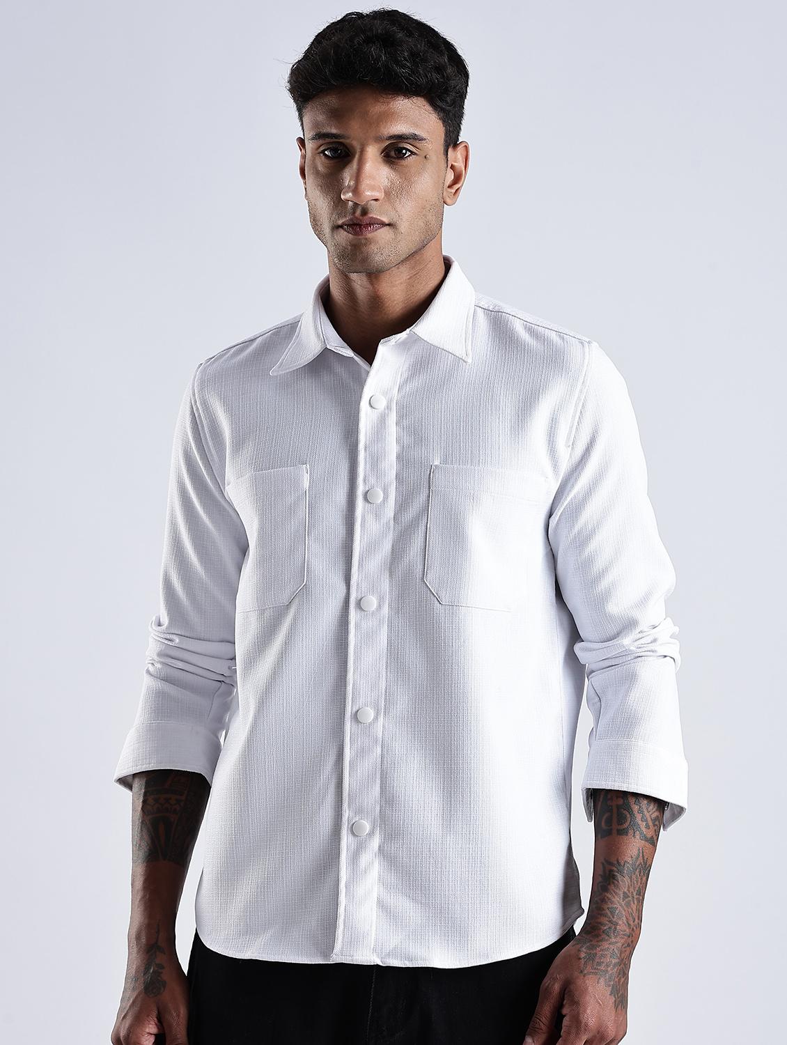 men solid collared long sleeve regular fit shirt - 22052613 - Standard Image - 2