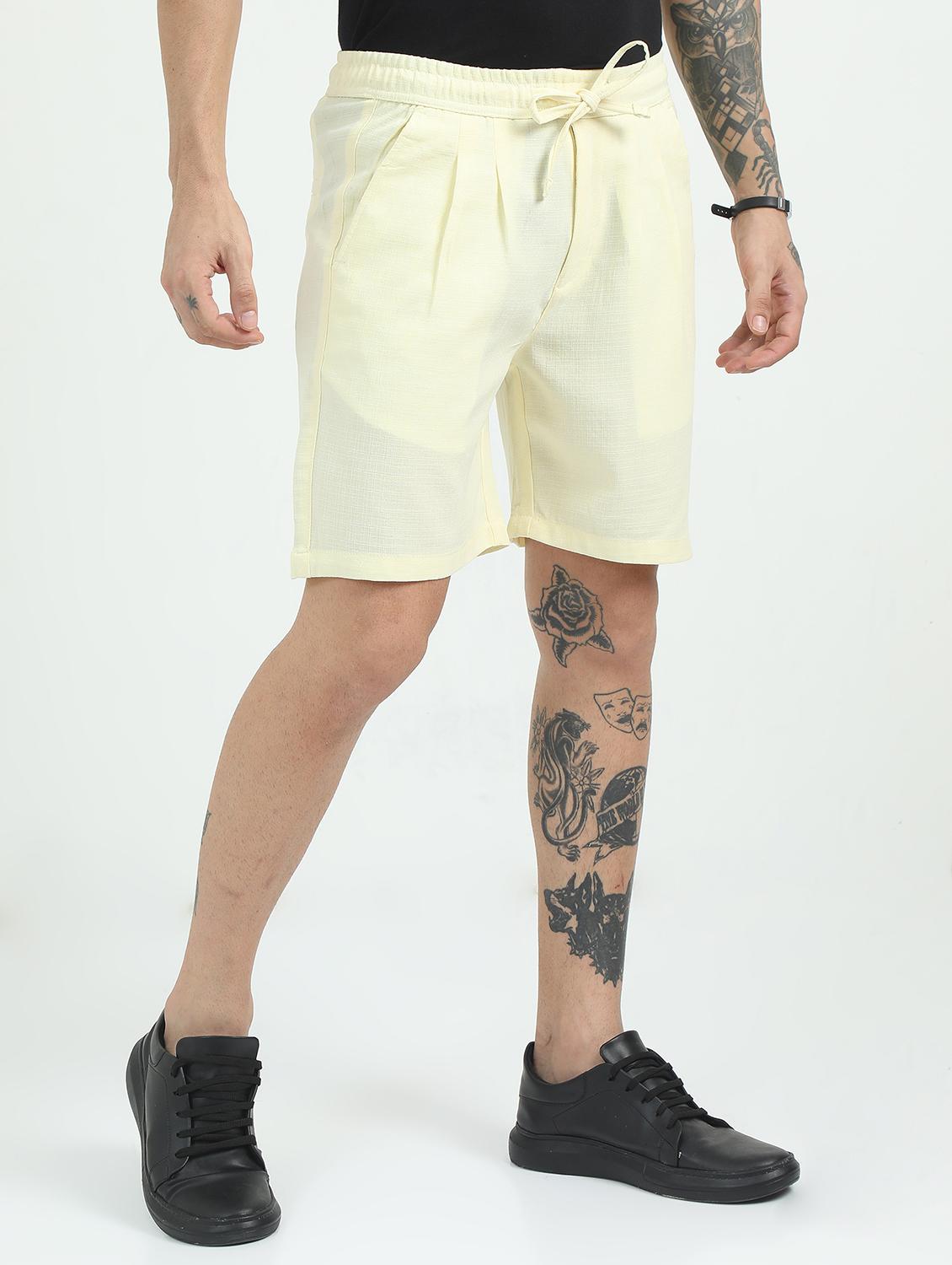 men solid mid rise regular fit short - 22052637 - Standard Image - 2