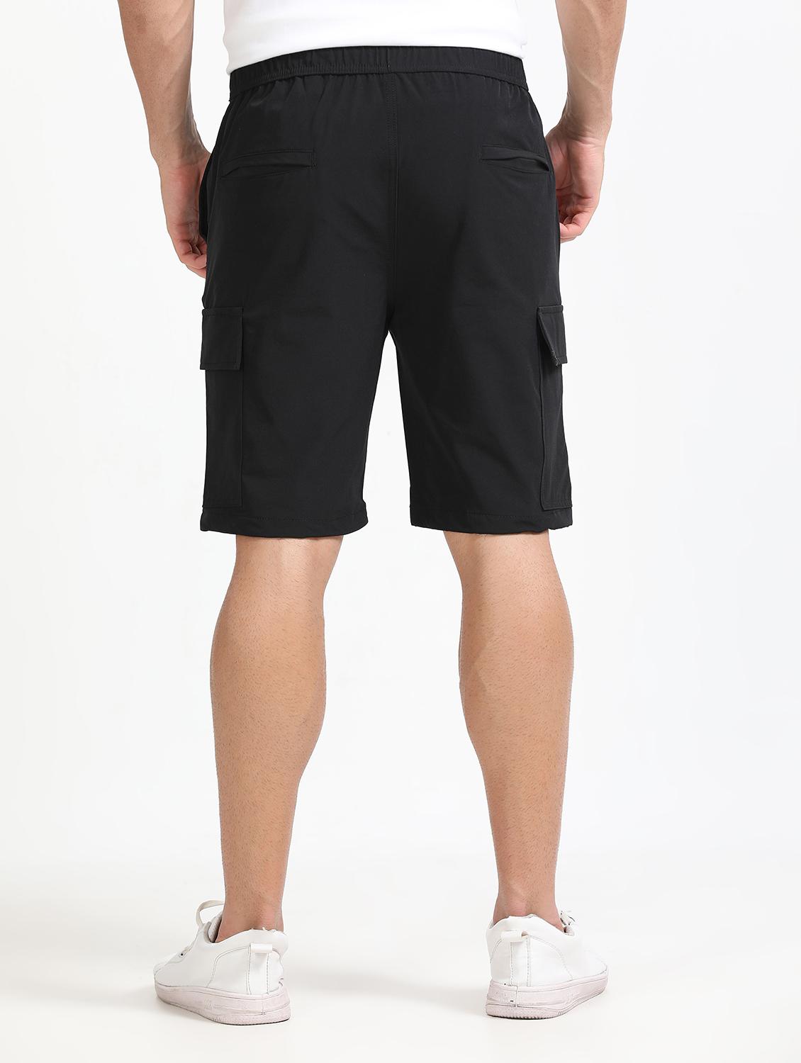 men solid mid rise regular fit cargo shorts - 22052644 - Standard Image - 2