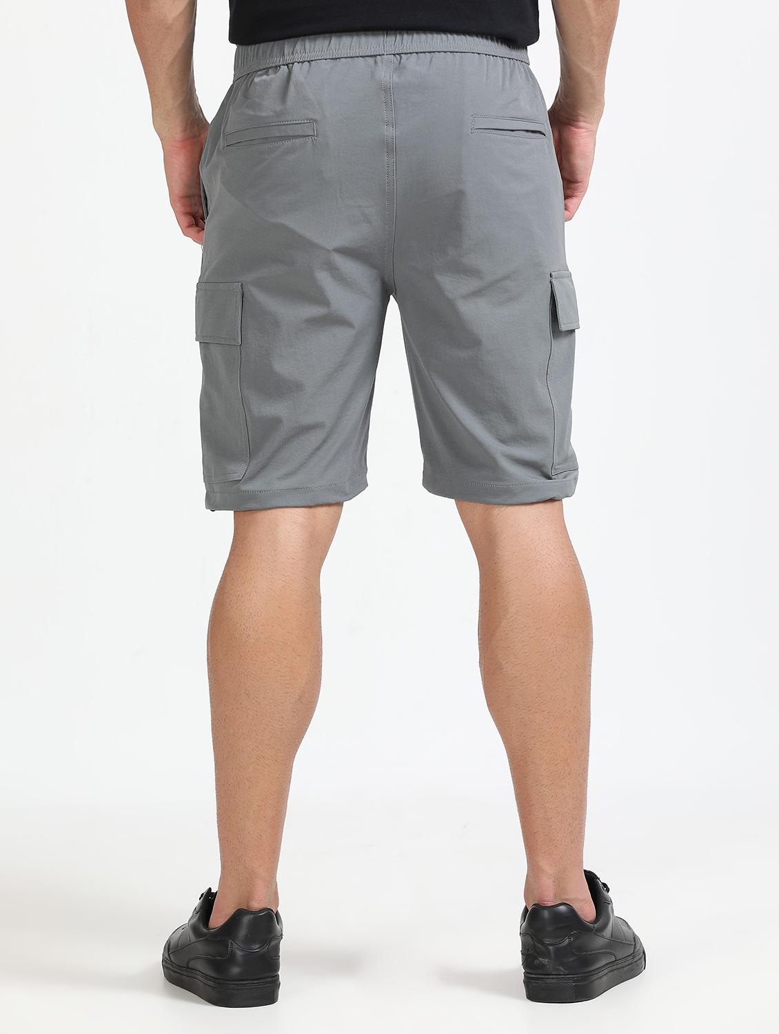 men solid mid rise regular fit cargo shorts - 22052647 - Standard Image - 2