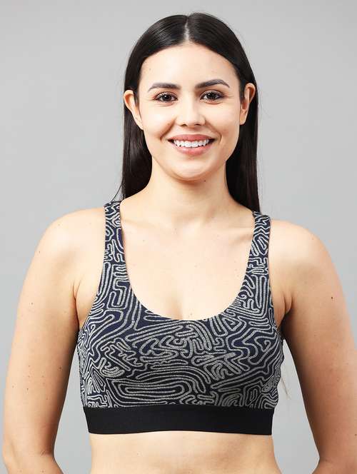 women printed non padded racerback sports bra - 22052664 -  Standard Image - 0