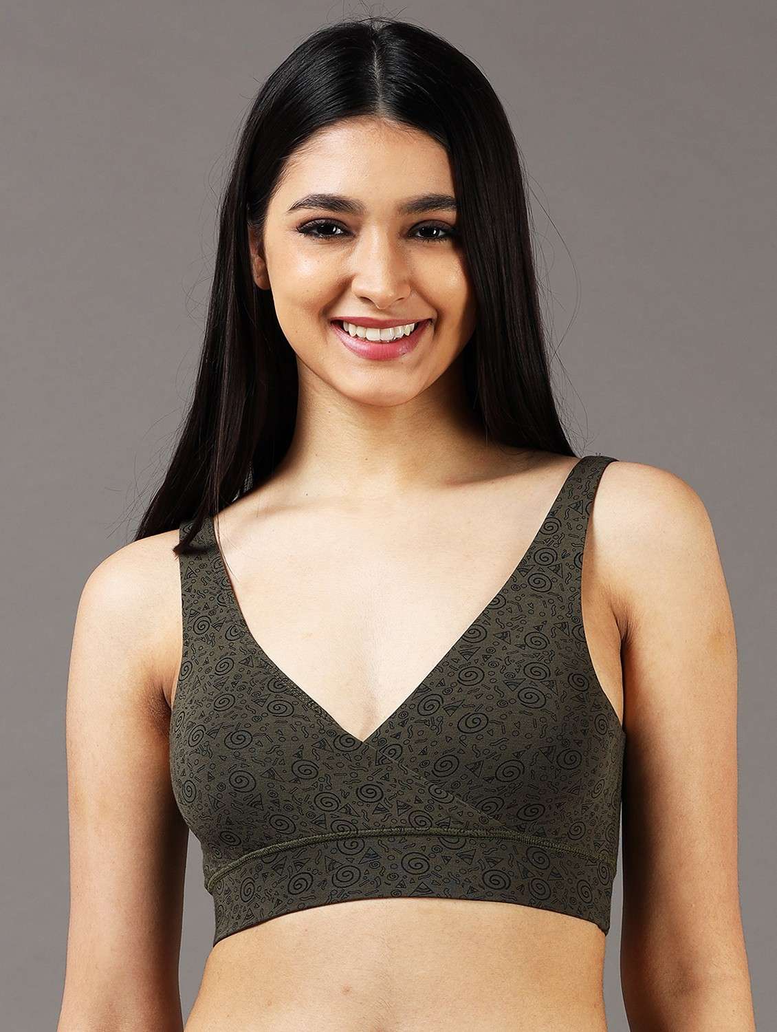 women printed non padded sports bra