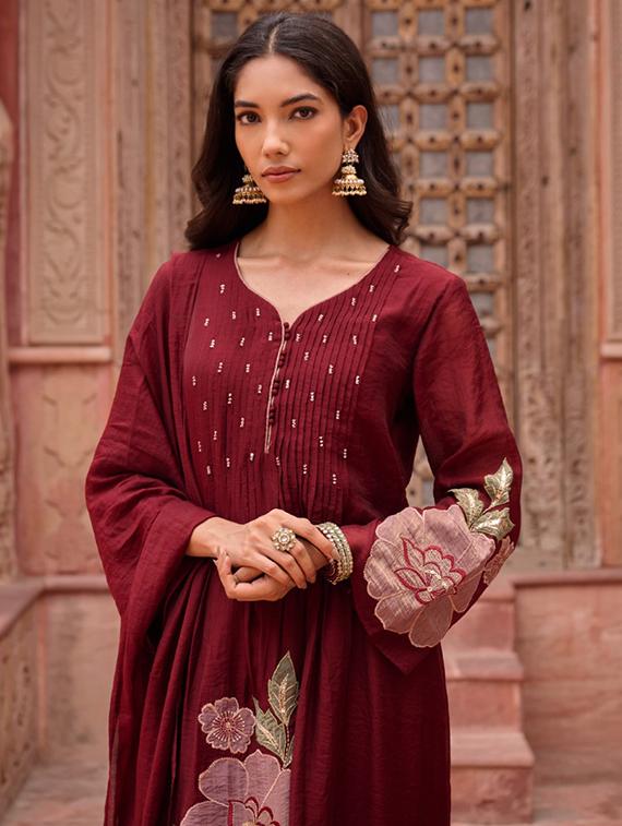 women embroidered long sleeve kurta pant with dupatta set - 22052723 - Standard Image - 2