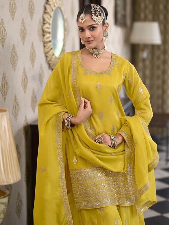 women embroidered three quarter sleeve kurta palazzo with dupatta set - 22052728 - Standard Image - 2