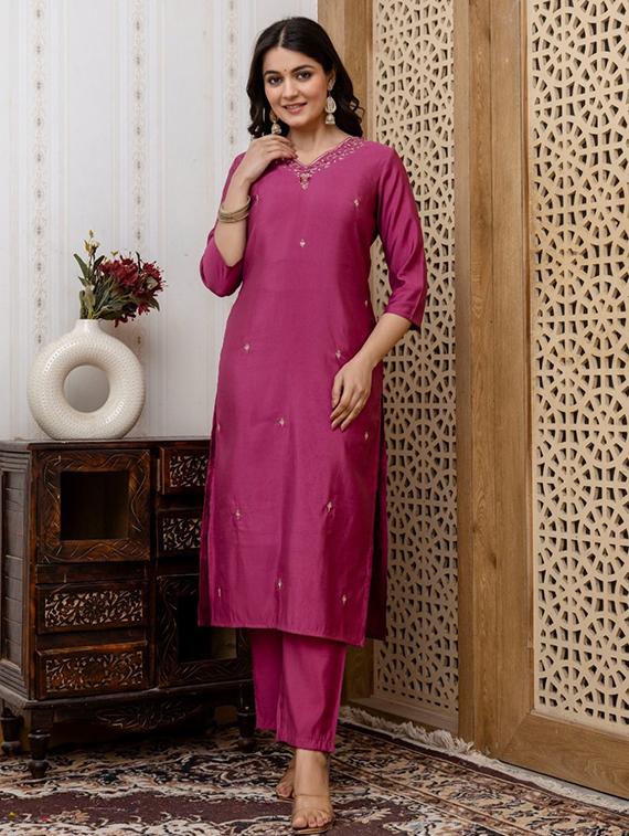 women three quarter sleeve kurta pant with dupatta set - 22052736 - Standard Image - 2
