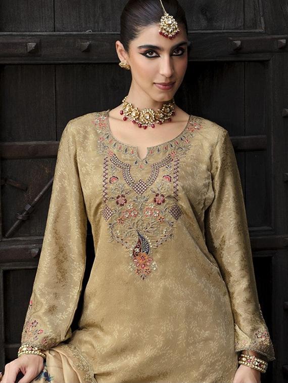 women embroidered long sleeve kurta palazzo with dupatta set - 22052744 - Standard Image - 2