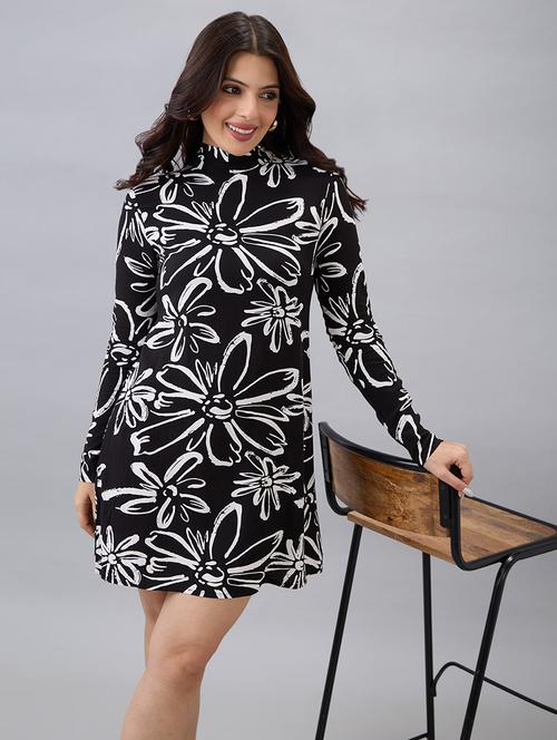 women black printed long sleeve sheath dress - 22052962 - Standard Image - 0