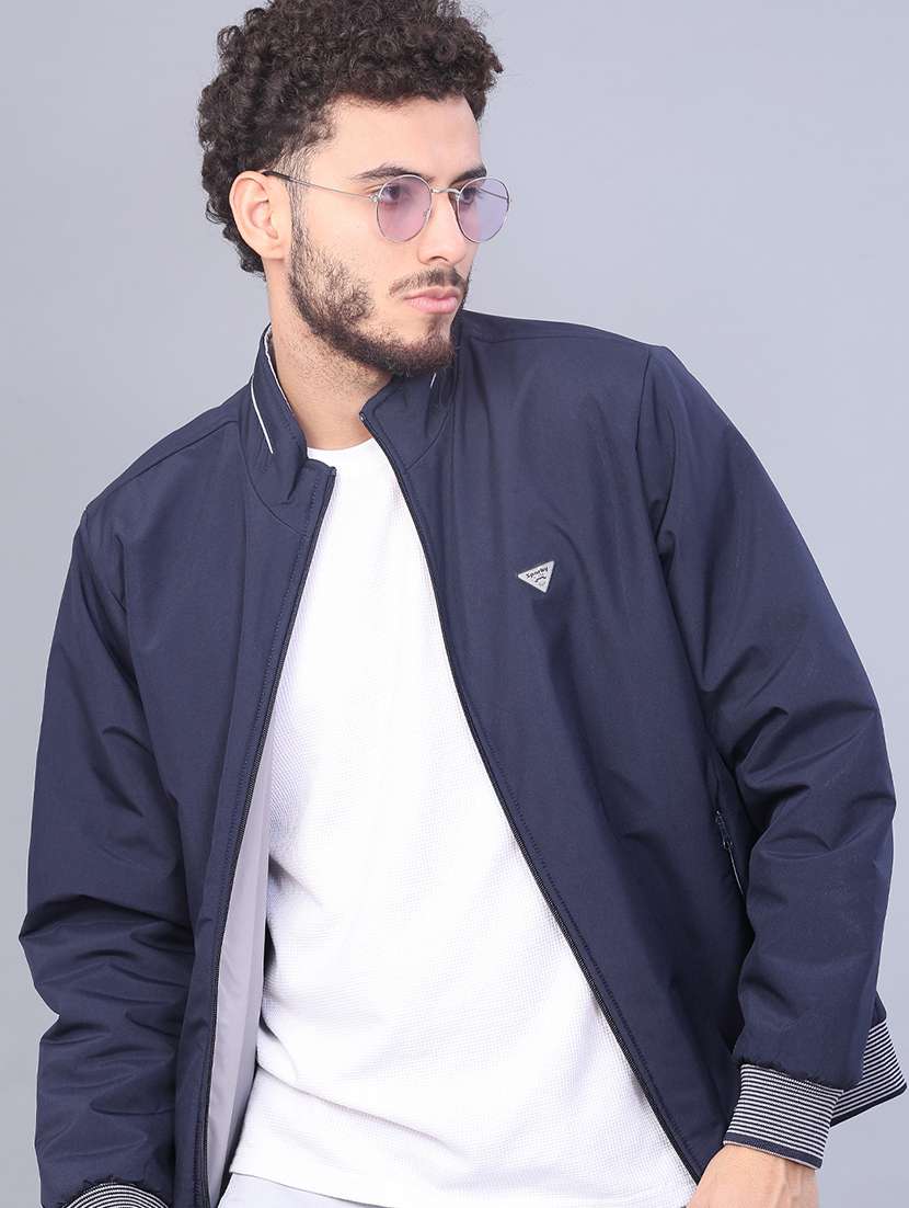 men solid long sleeve regualr fit casual jacket