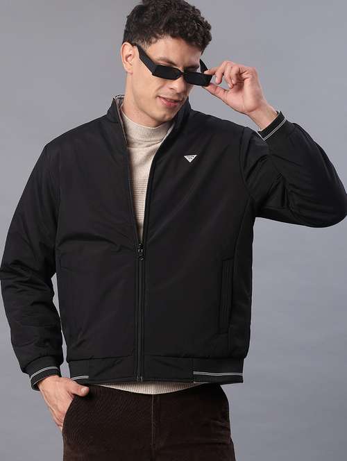 men solid long sleeve regualr fit reversible casual jacket - 22053354 -  Standard Image - 0