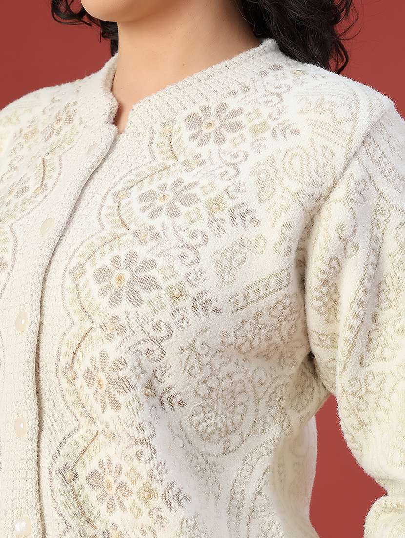 women self design long sleeve cardigan - 22053393 -  Standard Image - 2