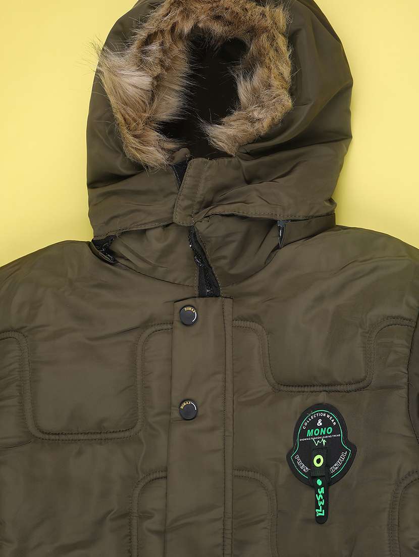 boys solid long sleeve hooded quilted jacket - 22053433 -  Standard Image - 2