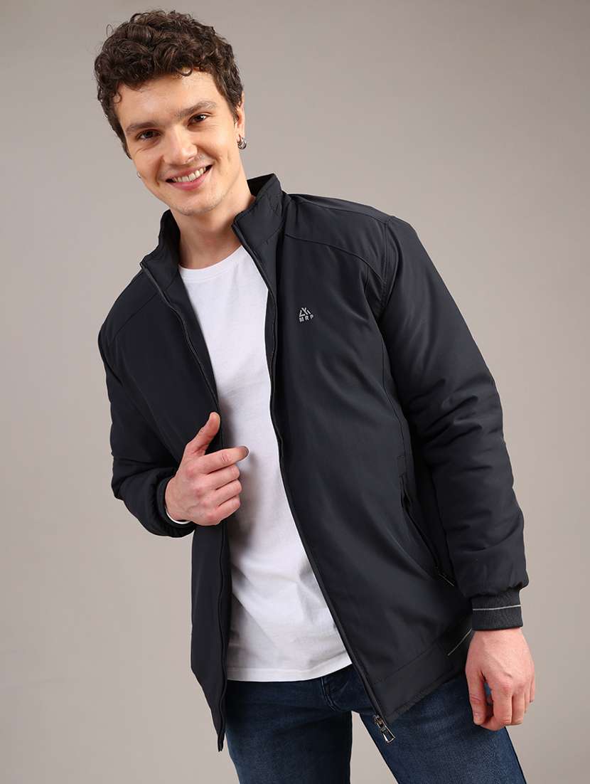 men solid long sleeve insulator bomber jacket