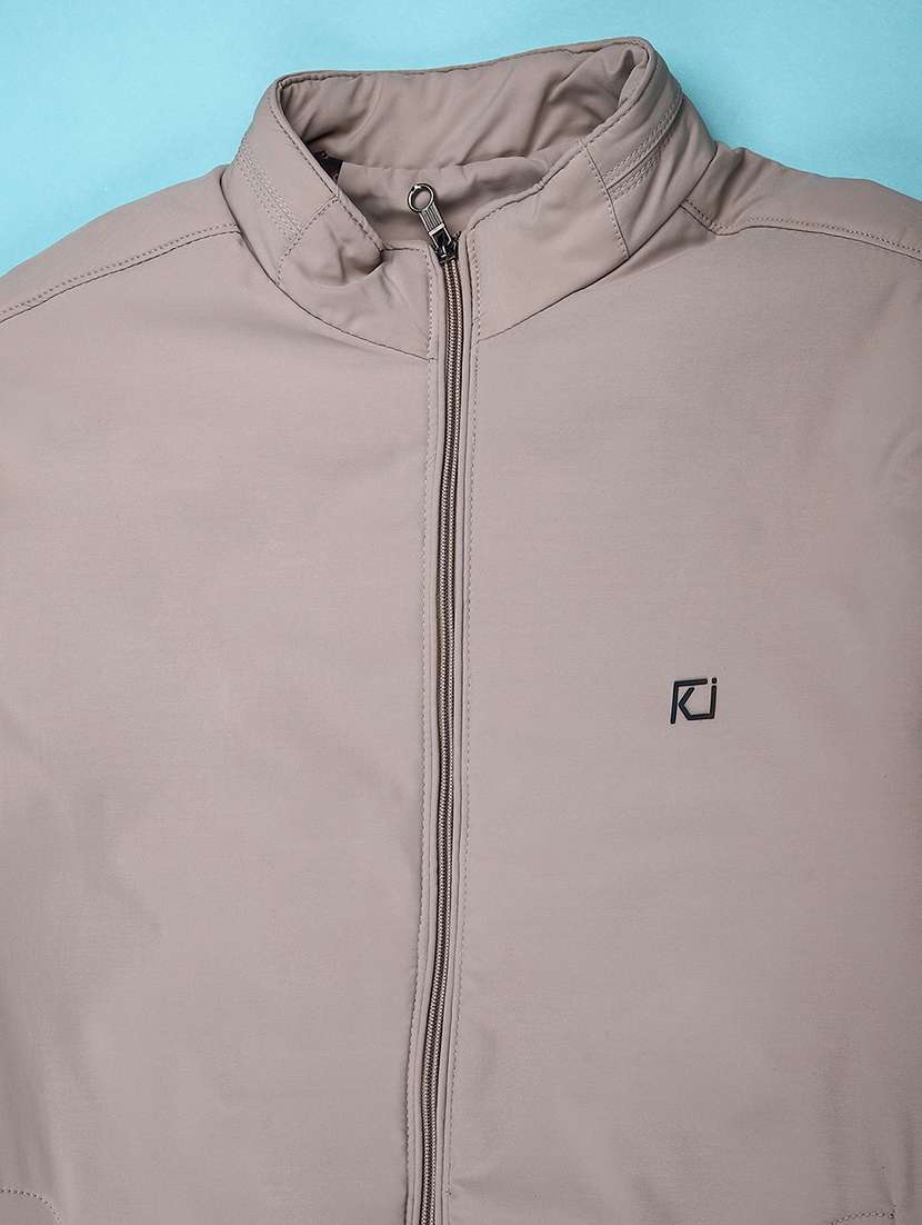 men solid stand collar long sleeve casual jacket - 22053510 -  Standard Image - 2