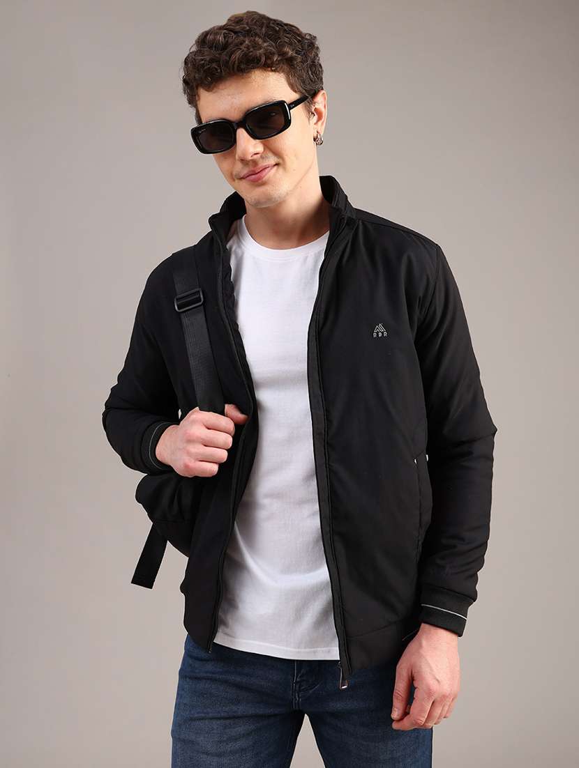 men solid long sleeve insulator bomber jacket