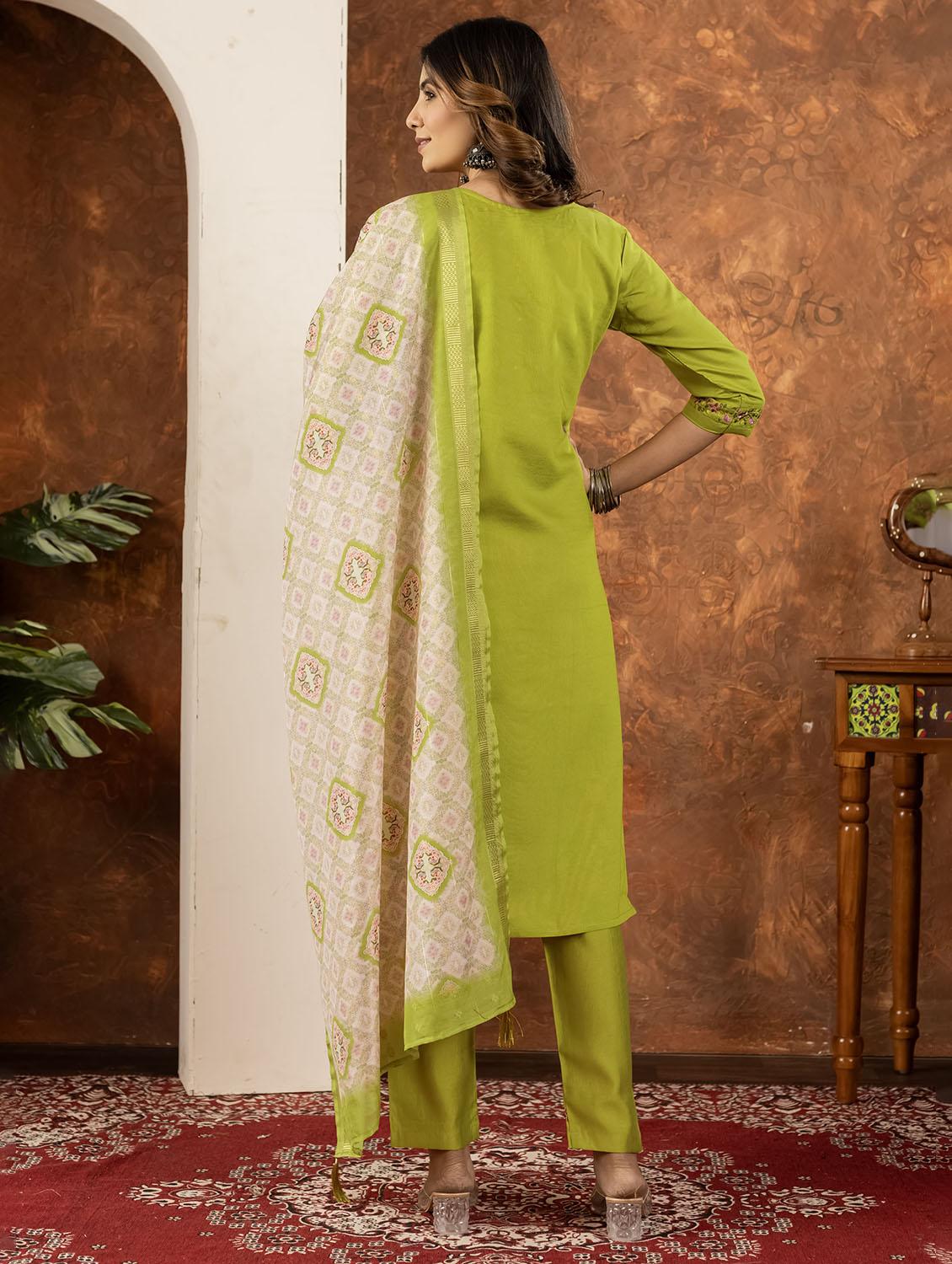 women embroidered three quarter sleeve kurta pant with dupatta set - 22053739 - Standard Image - 2