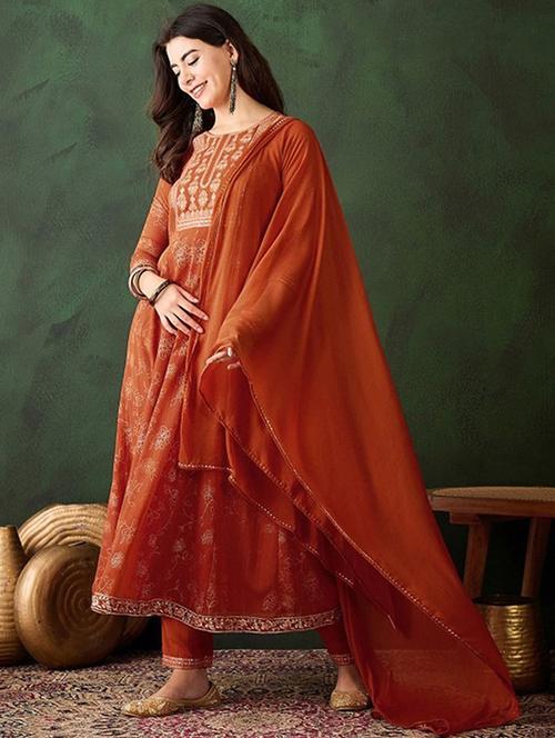 orange georgette straight kurta - 22053791 - Standard Image - 0