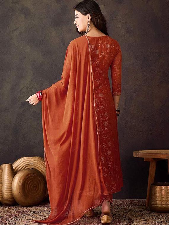 orange georgette straight kurta - 22053791 - Standard Image - 2