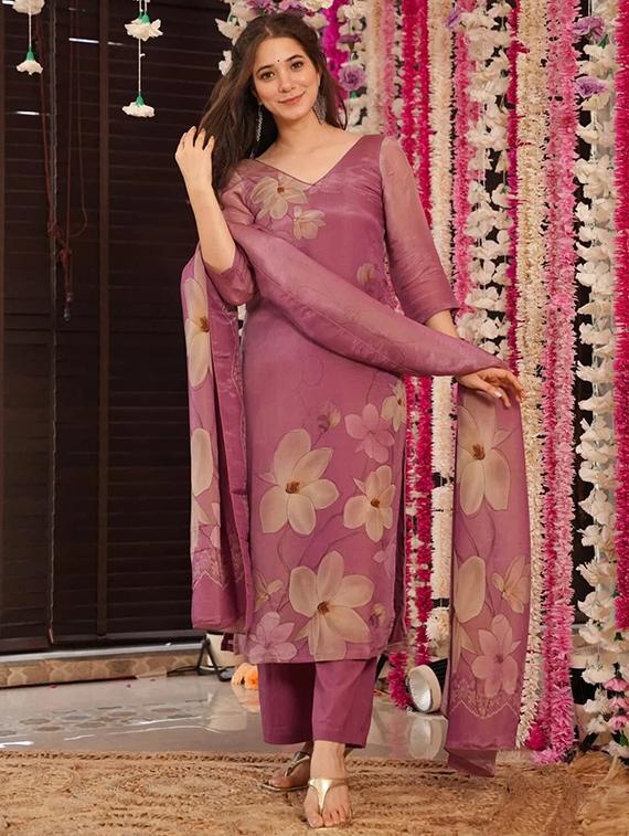coral silk straight kurta - 22053792 - Standard Image - 2
