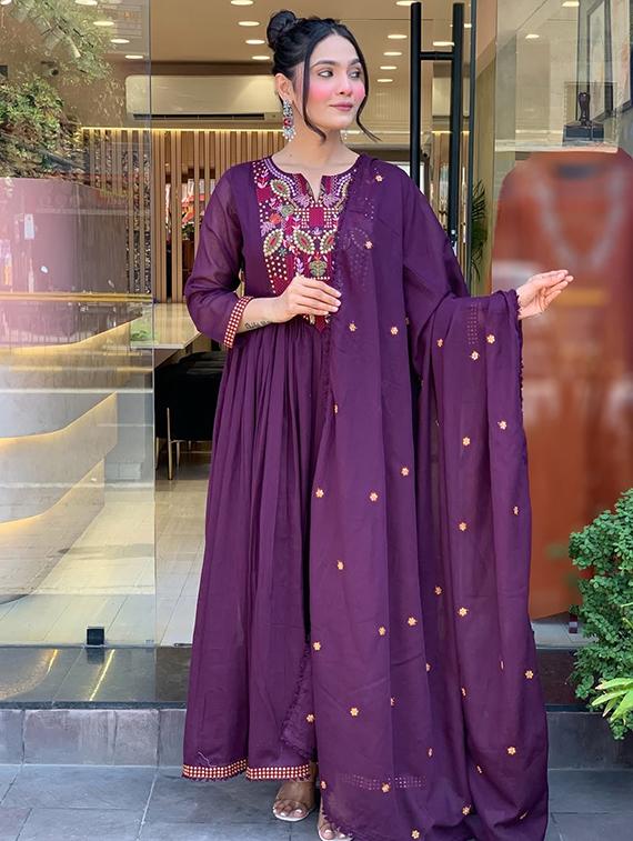purple viscose straight kurta - 22053796 - Standard Image - 2