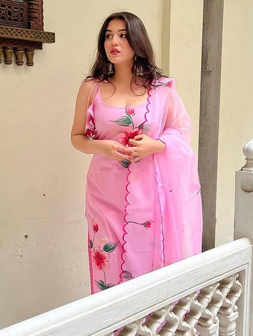pink viscose straight kurta - 22053806 - Standard Image - 0