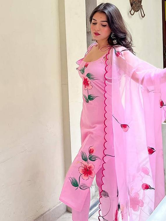 pink viscose straight kurta - 22053806 - Standard Image - 2