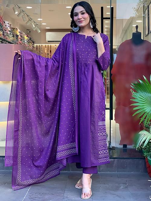purple chanderi straight kurta - 22053808 - Standard Image - 0