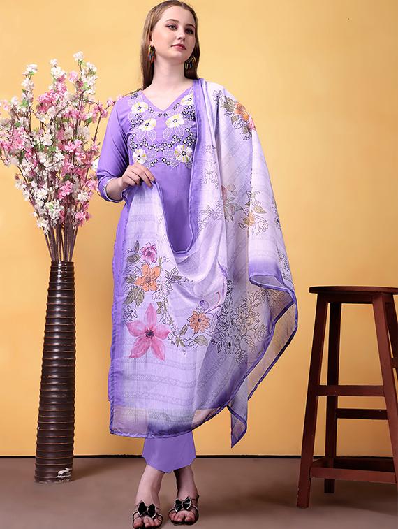 lavender rayon straight kurta - 22053810 - Standard Image - 2