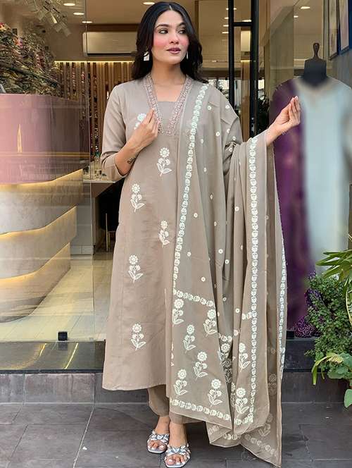 beige cotton straight kurta - 22053813 - Standard Image - 0