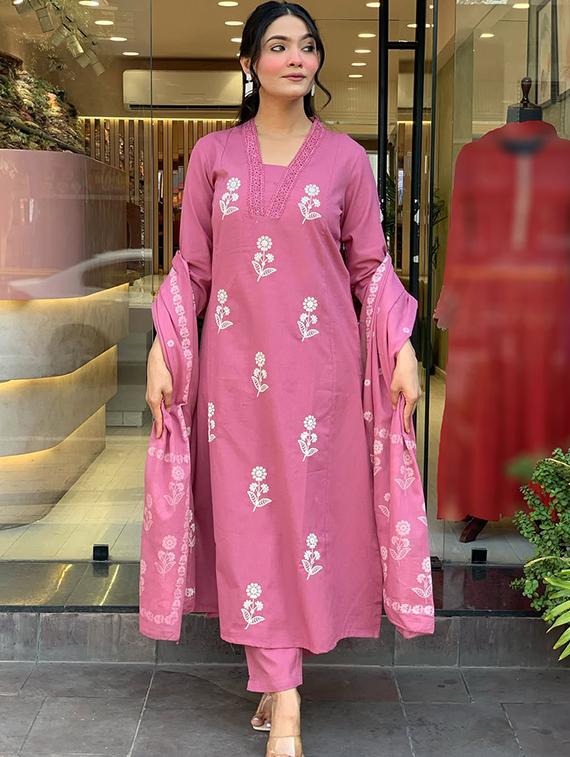 pink cotton straight kurta - 22053815 - Standard Image - 2