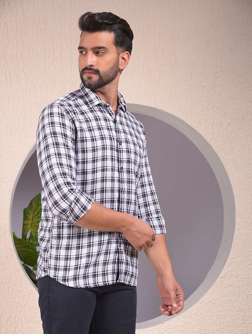 men checkered collared long sleeve regular fit shirt - 22053928 - Standard Image - 2