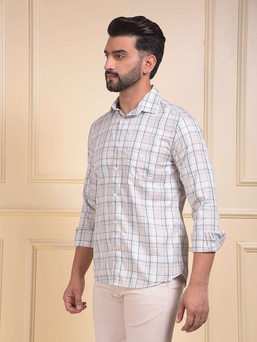 men checkered collared long sleeve regular fit shirt - 22053929 -  Standard Image - 2