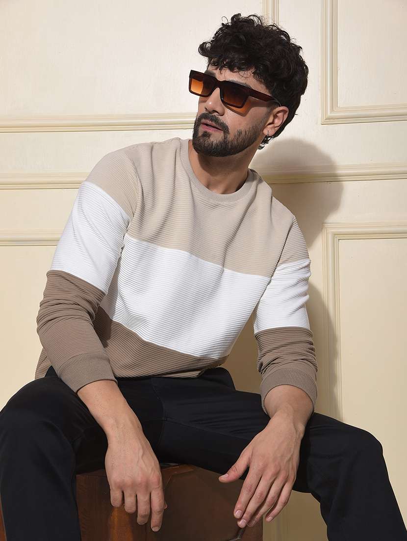 men color block long sleeve regular fit sweatshirt