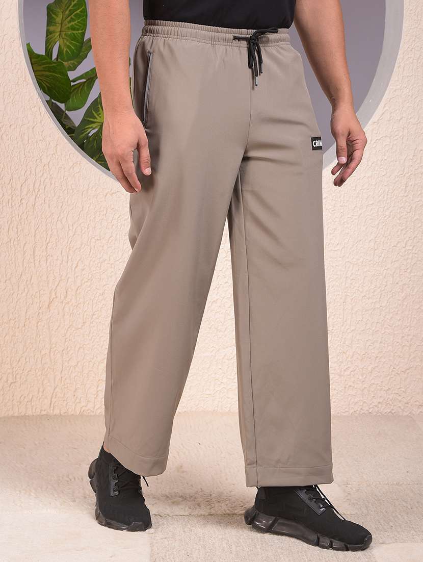 men solid mid rise full length track pant - 22053990 -  Standard Image - 2