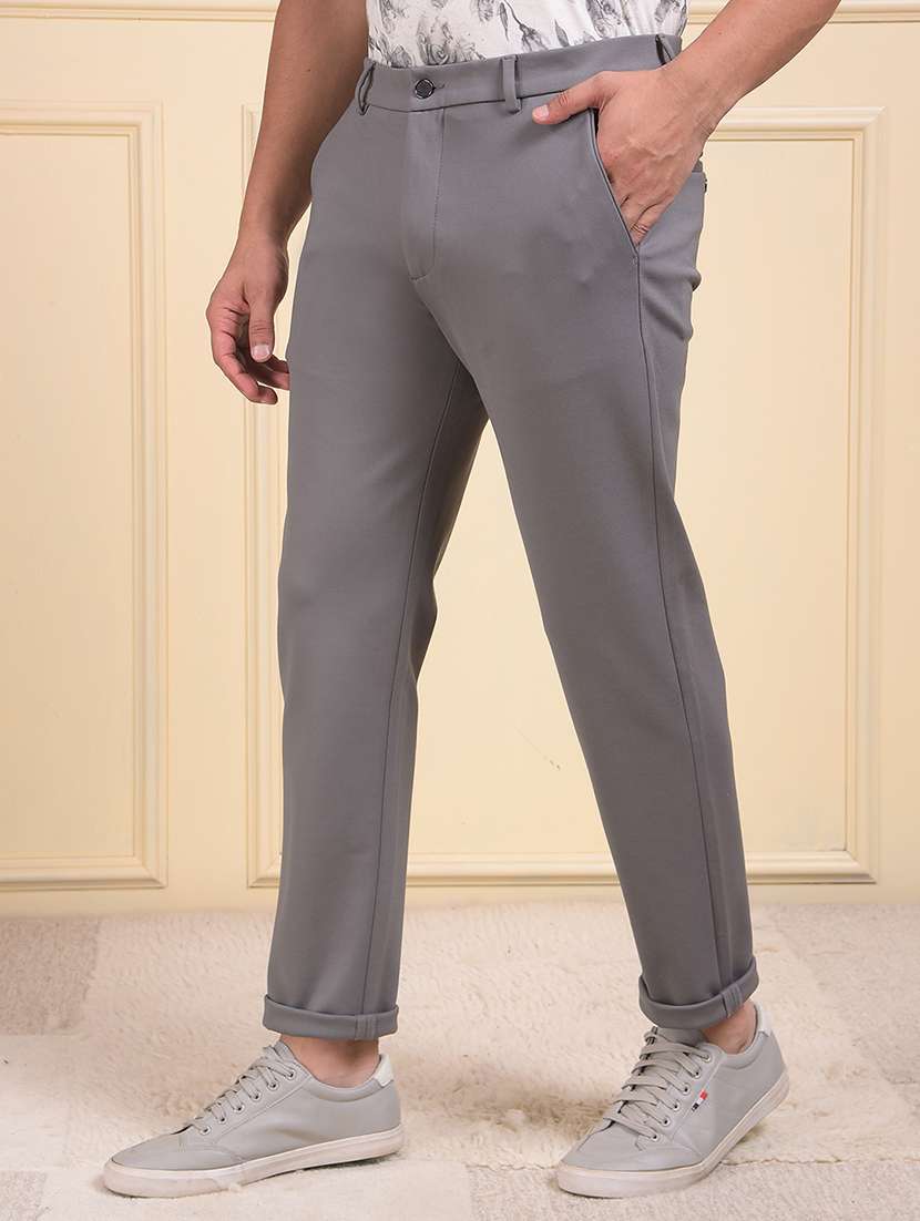 men solid mid rise flat front casual chinos  - 22053995 -  Standard Image - 2