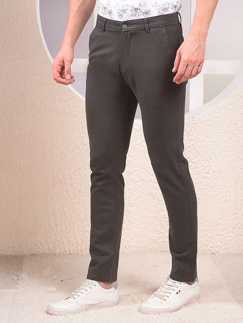 men solid mid rise flat front casual chinos - 22054024 - Standard Image - 2