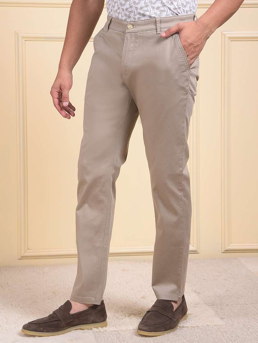 men solid mid rise flat front casual chinos  - 22054030 -  Standard Image - 2