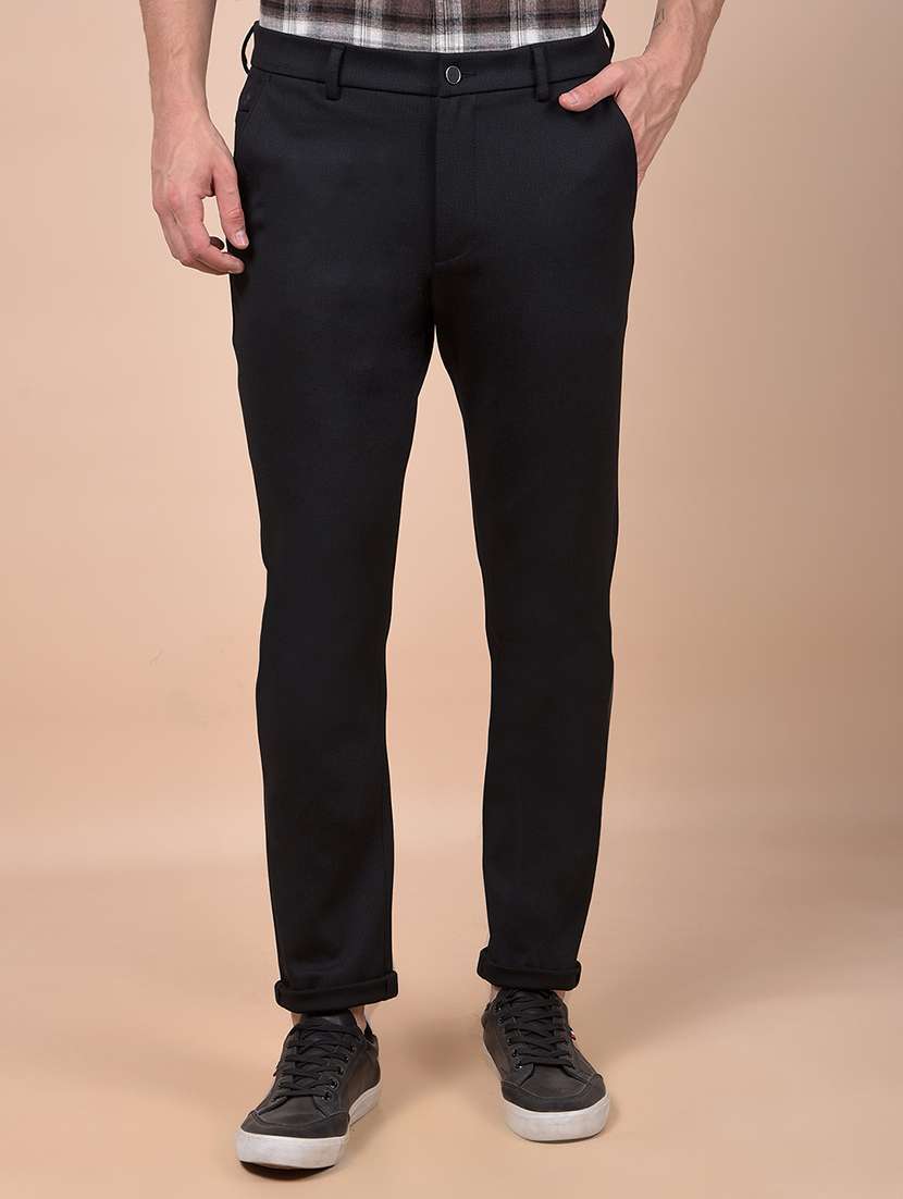 men solid mid rise flat front casual chinos 