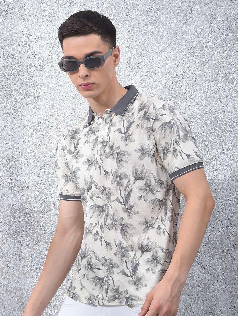 men printed short sleeve regular fit polo t-shirt