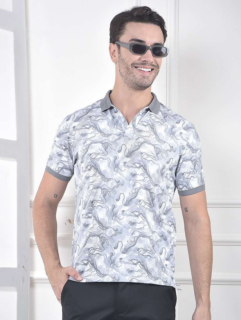 men printed short sleeve regular fit polo t-shirt