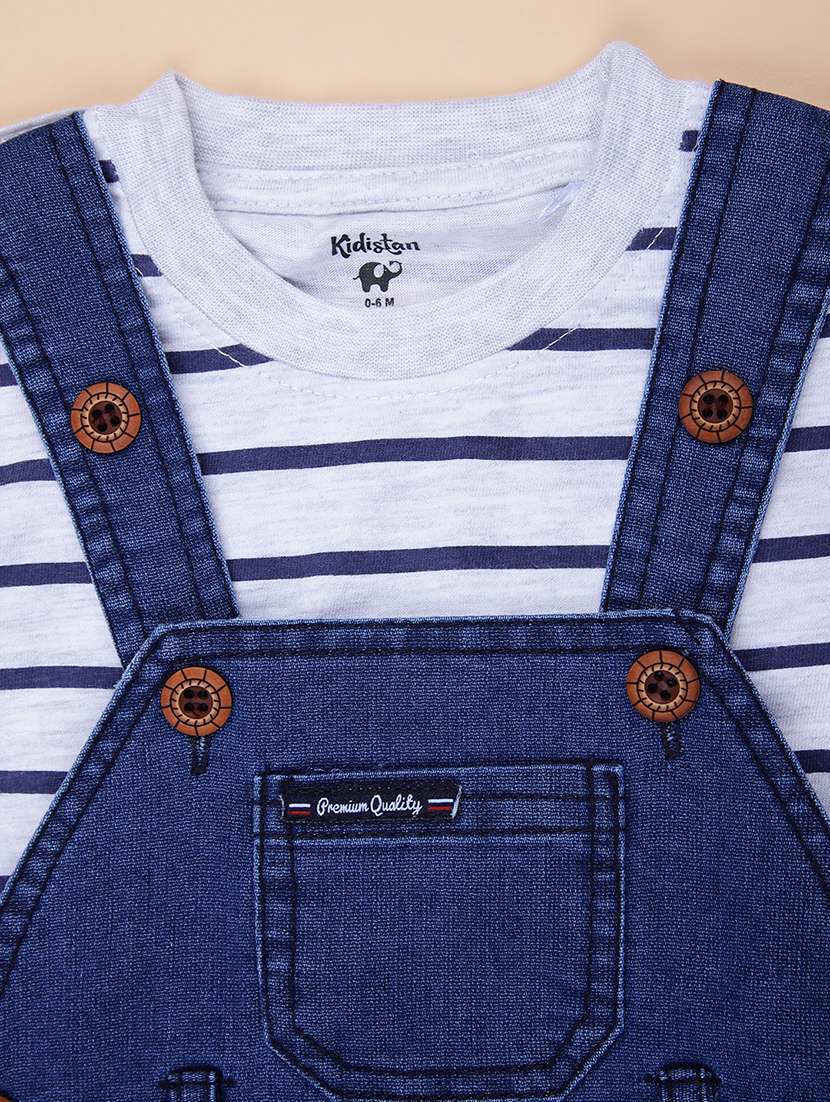 boys striped t-shirt and dungree set - 22054117 - Standard Image - 2