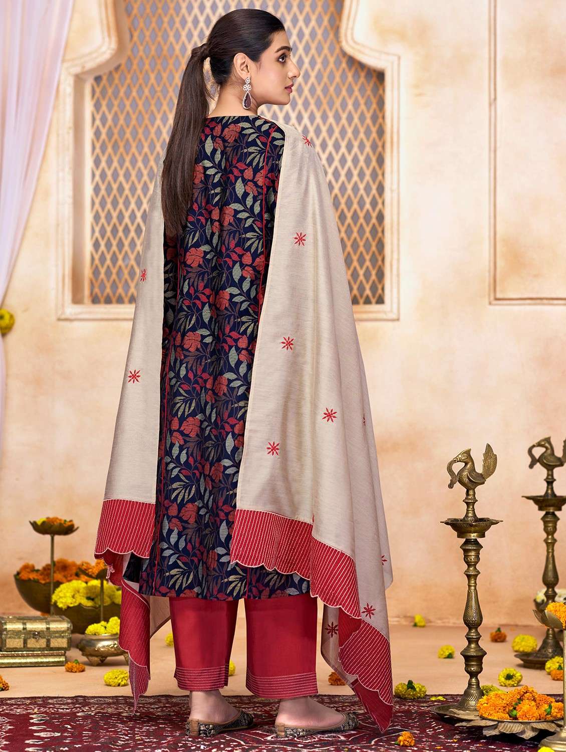 women three quarter sleeve kurta pant with dupatta set - 22054134 -  Standard Image - 2