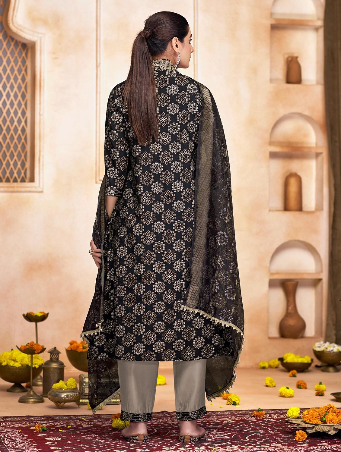 women three quarter sleeve kurta pant with dupatta set - 22054138 - Standard Image - 2