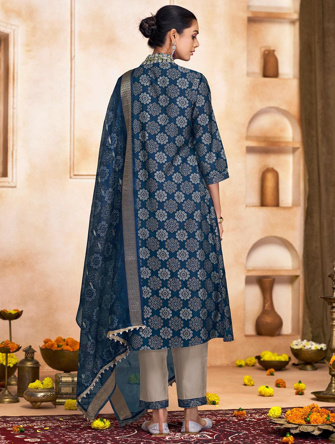 women three quarter sleeve kurta pant with dupatta set - 22054139 - Standard Image - 2