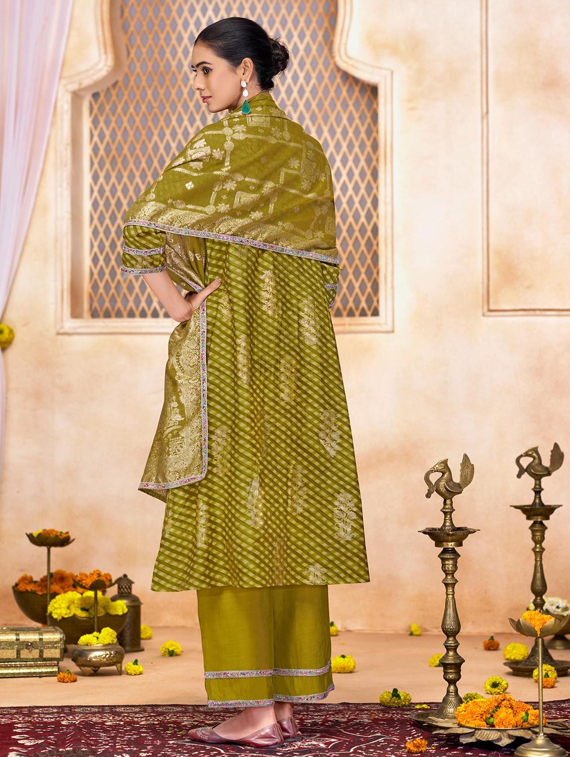 women three quarter sleeve kurta pant with dupatta set - 22054141 - Standard Image - 2