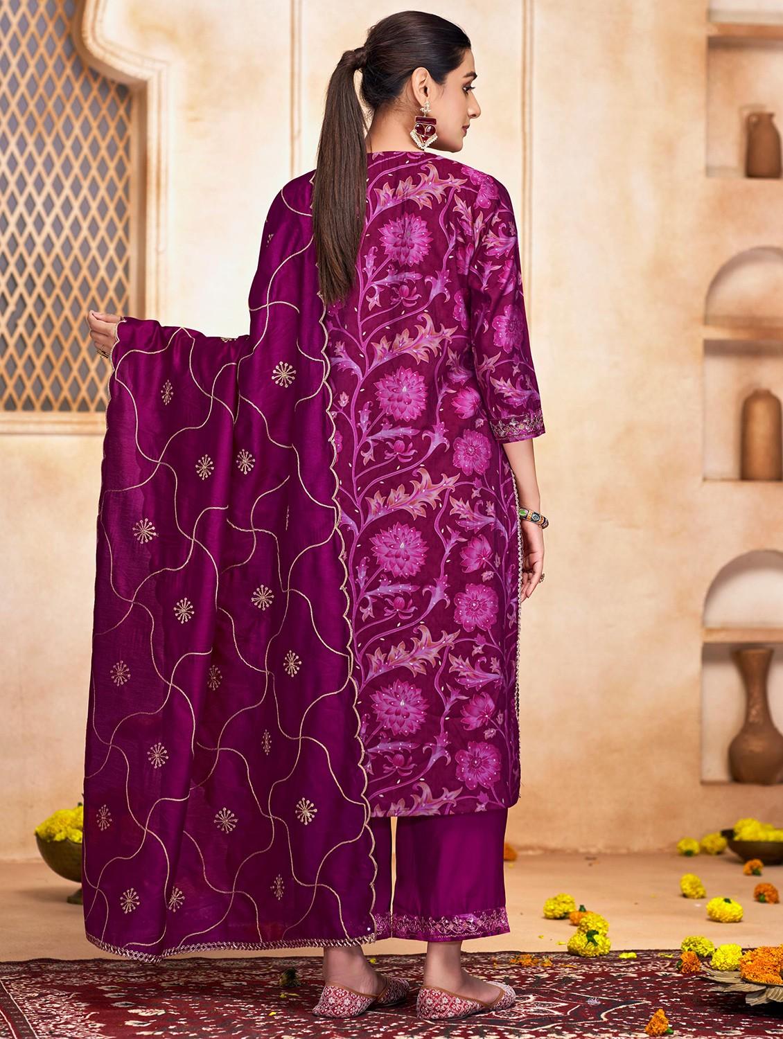 women three quarter sleeve kurta pant with dupatta set - 22054143 - Standard Image - 2