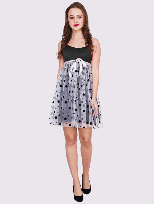 women polka doted shoulder strap fit & flare dress - 22054145 - Standard Image - 0
