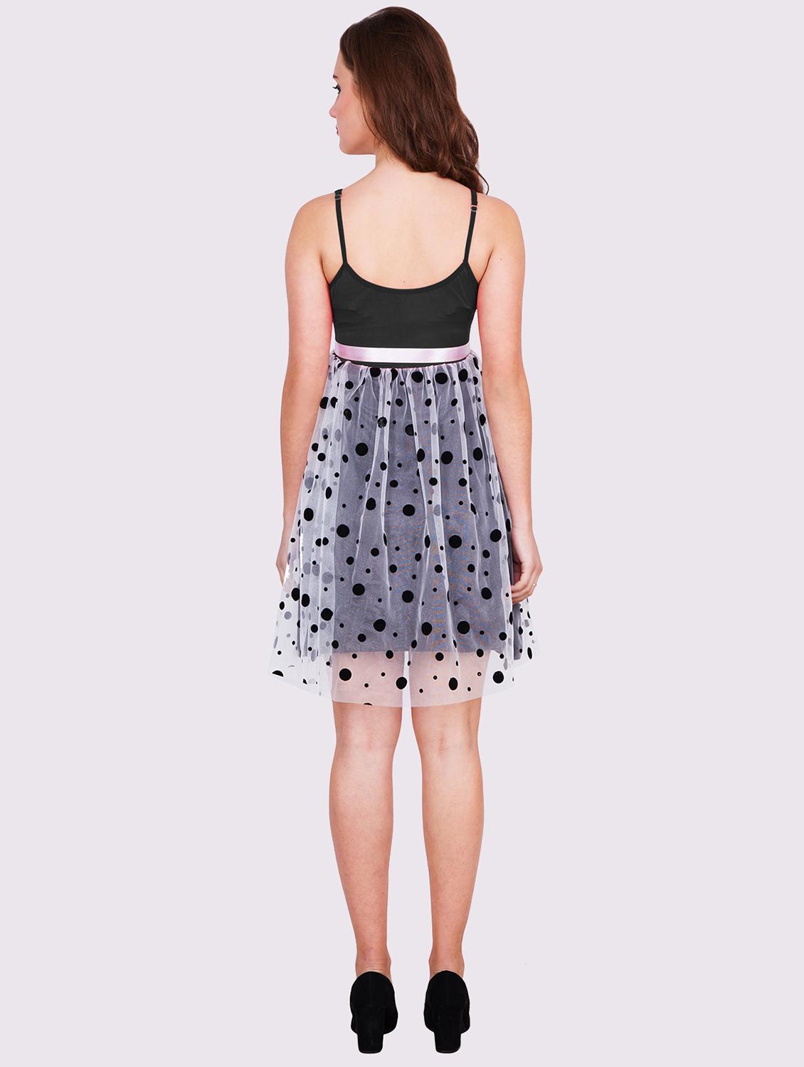 women polka doted shoulder strap fit & flare dress - 22054145 - Standard Image - 2