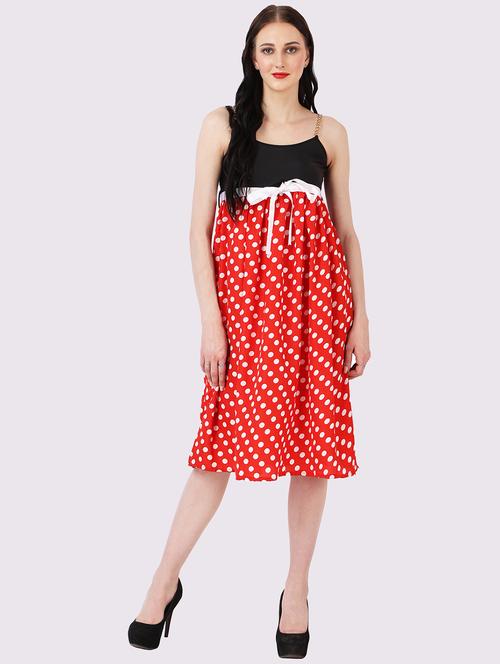 women polka doted shoulder strap fit & flare dress - 22054150 - Standard Image - 0