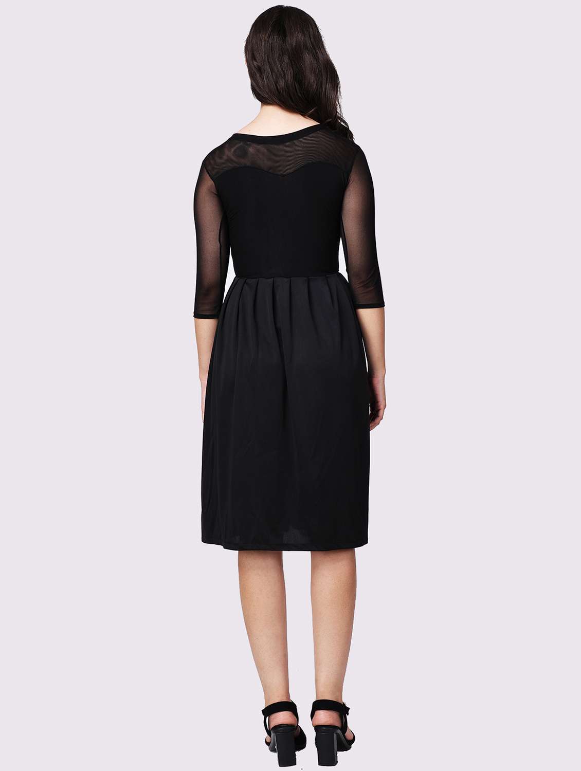 women black emebllished fit & flare dress - 22054169 - Standard Image - 2
