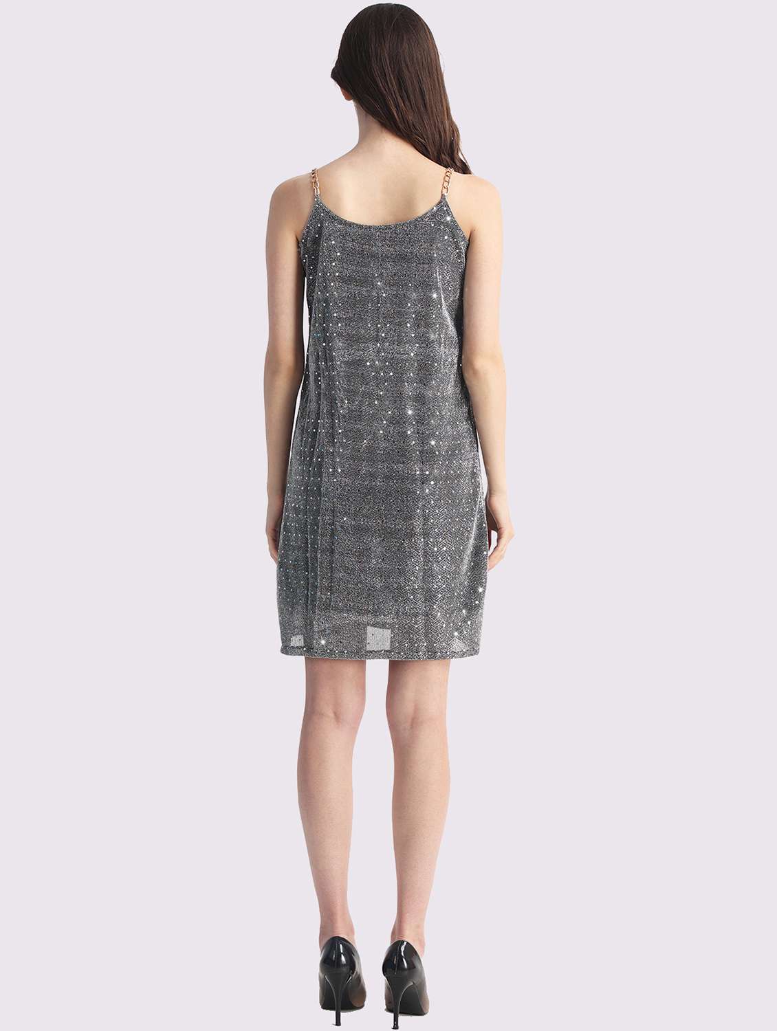 women sequined shoulder strap a-line dress - 22054171 -  Standard Image - 2